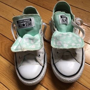 Converse All Star Girls White/Lite Green Sneaker 2